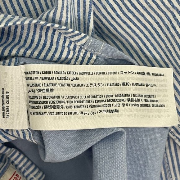 Abercrombie Kids Boys Button Up Shirt Size 13-14 Blue White Striped Long Sleeve - Picture 8 of 8